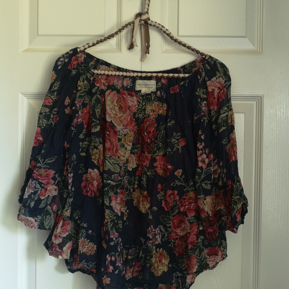 Denim & Supply Ralph Lauren Floral Blouse - Navy and Red